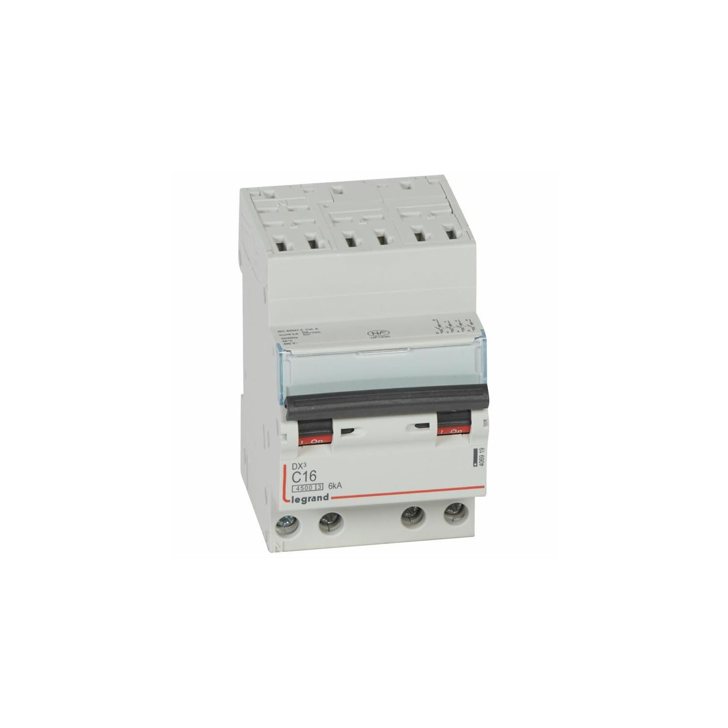 406919 Disjoncteur tétrapolaire 16A - 4P Courbe C - 4,5/6kA - Automatique et vis - Legrand DX3