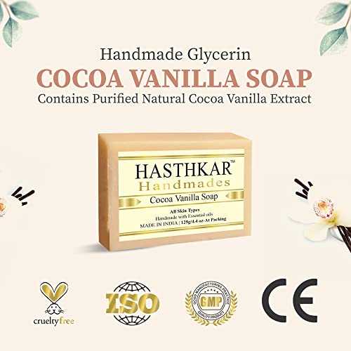 Image of byPureNaturals Hasthkar Handmades Natural Herbal Cocoa Vanilla Soap, Bathing Soap | Nourishing and Moisturizing Agent | Ideal for Men & Women | 125gm (Pack of 4)
