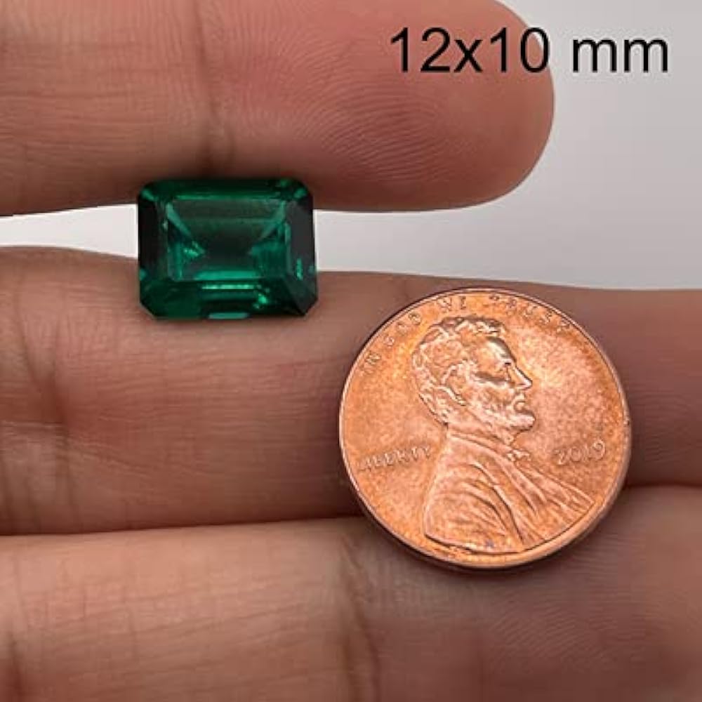 Amazon | 4.55~6.11カラット 12x10mm AAA エメラルドカット 人工