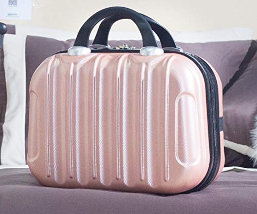 HeiPlaine estuche cosmético de concha dura, mini maleta de viaje bolso de maquillaje portátil bolso cosmético para mujer (oro rosa)