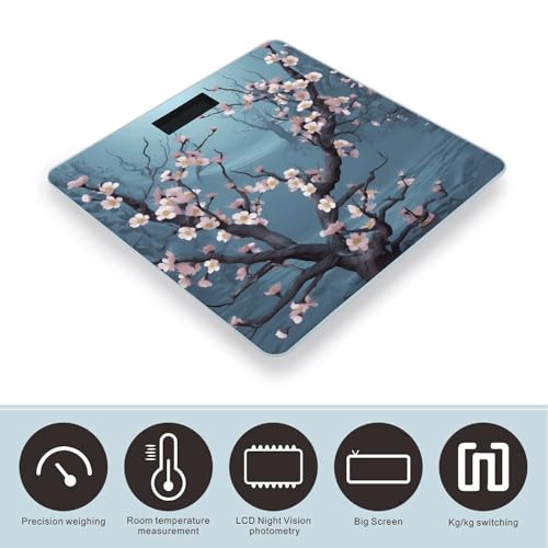 Balanza digital de baño Cherry Blossom precisa vidrio templado miniatura 3