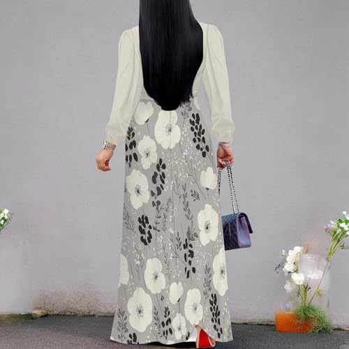 Image of PinkPatty Plus Size Dresses for Curvy Women V Neck Flowy Long Sleeves Wrap Maxi Dress Travel Vacation Outfits