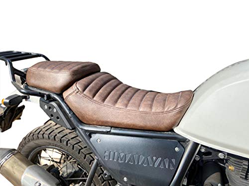 Sahara Seats Faux Leather Cushion Seat Cover Compatible with Royal Enfield Himalayan Retro Look with (Double Tone Brown)