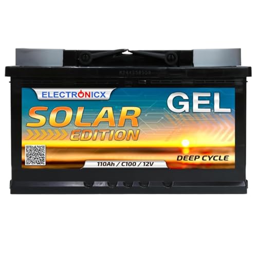 Batería Solar GEL 12V 110Ah – Sin Mantenimiento, Descarga Lenta, Para Caravana, Barco, Jardín, Sistemas Off-Grid – Electronicx Solar...