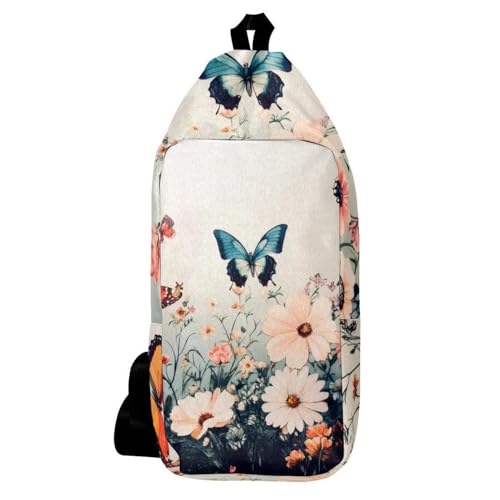 Sac à dos à bandoulière papillons pour randonnée et voyage léger