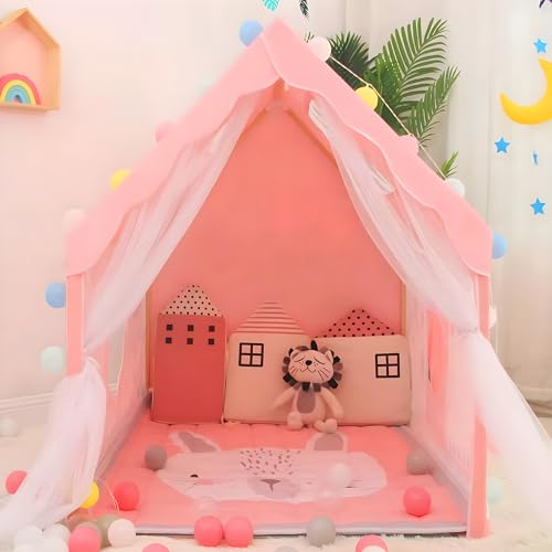 Image of Jumbo Size Light Weight Kids Play Tent House for 3-13 Year Old Kids Girls and Boys (Pink Horse)