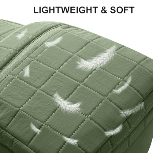 Image of kadilong Quilted Travel College Laptop Backpack for Women,Daypack Bookbag for School Teen Girls Mochilas Mujer,Green