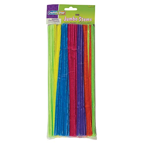 Creativity Street Chenille Stems/Pipe Cleaners 12 Inch x 6mm 100-Piece, Hot Assorted Colors