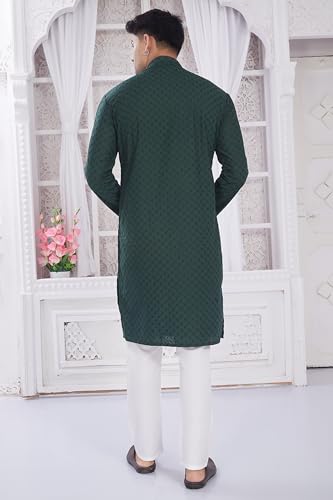 Image of DIVISIVE Men's Thread Embroidered Cotton Only Slim Fit Kurta