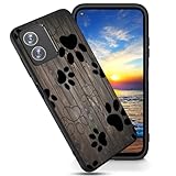 FGDRFGRW Case for Moto G Play 2024 Case,Soft Frosted TPU Ultra Thin Cover,Shock-Absorption,Anti-Scratch Protective Case for Motorola Moto G Play 2024 6.5',Dog Paw Print on Wood