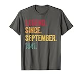 80th birthday gift legend since september 1941 vintage retro maglietta