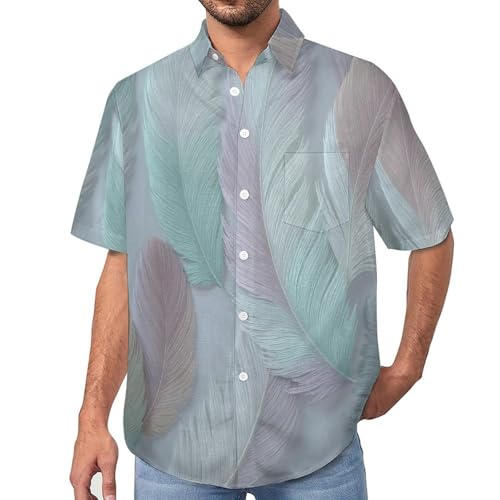 Chemise de vacances d'été pour homme avec imprimé plume artistique regular fit