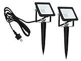 Lichtleistung: 2x 800 Lumen Trango 2TG3080 2er Pack 10 Watt IP65 LED Gartenstrahler Teichstrahler Sicherheitsstrahler Floodlicht Fluter 3000K warmweiß