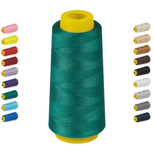1800 Yards Green Thread Sewing, All Purpose Thread for Sewing, Serger Thread Cones, PolyesterThread 40s/2 for Serger&Overlock, Quilting, Piecing, Sewing Machine Green 40S/2