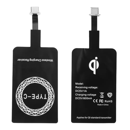 2pcs Récepteur Adaptateur Charge sans Fil 5V 1000mA, Adaptateur Type C Qi pour Samsung Galaxy Huawei Xiaomi Motorola Google Pixel Oppo Vivo Son et Autres Téléphones Android USB C