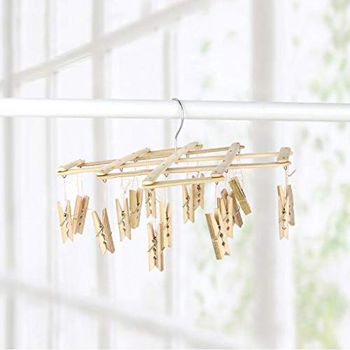 Chunyang Bamboo 16 Clip Washing Dryer Folding Laundry Clothes Pegs Airer Rack for Underwear, Socks & Hangers. - Image 6