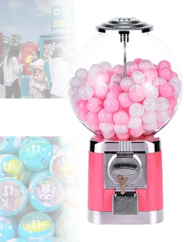 Classic Gumball Dispenser Machine - Bulk Vending Machine for Candy & Capsule Toys, Includes Key, Yellow - Ideal for Kids' Parties & Events, Retro Design