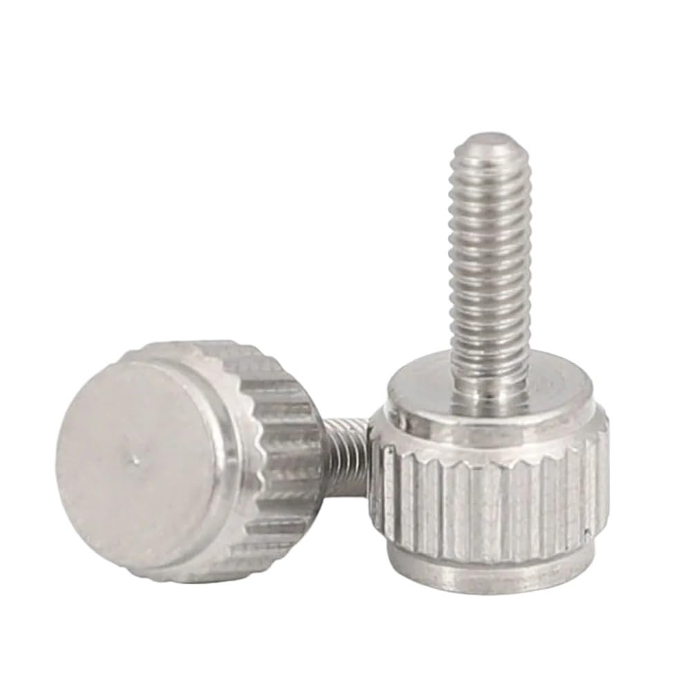 Viti a Testa Piatta Zigrinate 5-200 pezzi Viti a testa zigrinata a grana dritta M2 .5 M3 M4 M5 Bulloni con manopola in acciaio inossidabile(10 Pcs,M5 x 15mm)