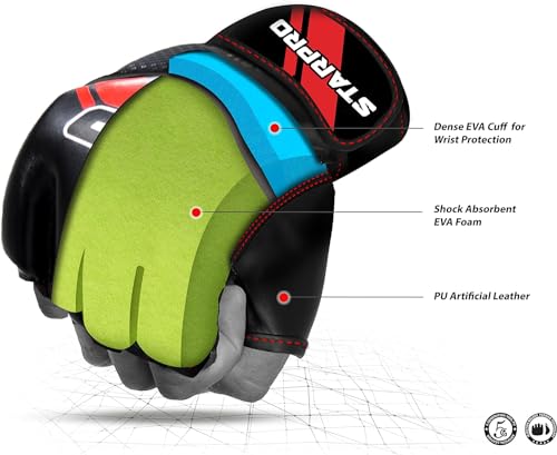 Starpro MMA Gloves for Grappling & Sparring - Lightweight Gloves for Men & Women - Shock Absorbing Padding & Wrist Support - Image 3