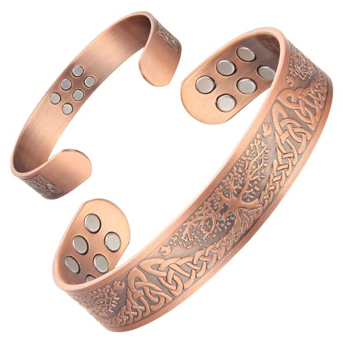 MagEnergy Pulsera de cobre para hombres y mujeres, pulsera de cobre puro del...