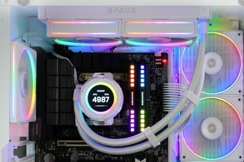 Image of ID-COOLING SL240 White CPU Liquid Cooler with Display, Customizable 2.1 inch LCD Display for Images or Performance Metrics, 240mm AIO Cooler, Dual AF127 ARGB Fans, Fits Intel /AMD