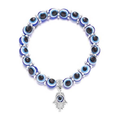 Bracelet œil bleu élastique en résine, le bijou fait main qui ne serre jamais le poignet