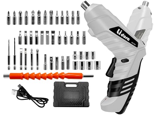 MTK エムティーケー 電動ドライバー 47点セット 電動ドリルドライバー 正逆転切り替え LEDライト付き 小型 工具 USB充電ケーブル付き LID-C01-GY グレー