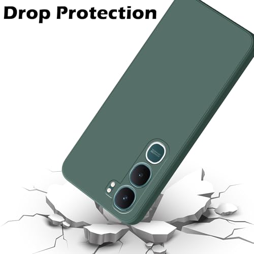 Image of amazon basics Back Cover for Vivo Y31 5G | Ultra Slim Soft Rubberised Case | Matte Silicone Flexible Mobile Case | Camera Protection - Green