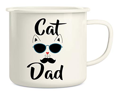 Retreez Cat Dad Cat Lovers 16 Oz Enamel Stainless Steel Metal Camping Campfire Coffee Mug Cup - Funny Sarcastic Inspirational birthday gift for husband boyfriend friend coworker dad father grandpa