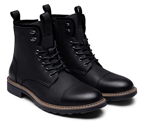 Image of Vostey Mens Boots Motorcycle Casual Boots for Men Zipper Fashion Chukka Boots Mens