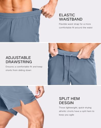 Image of GGJ Men's Lightweight Athletic Shorts with 2 Zipper Pockets 7 inch /9 inch /5 inch Gym Workout Running Quick Dry Tennis Shorts for Men