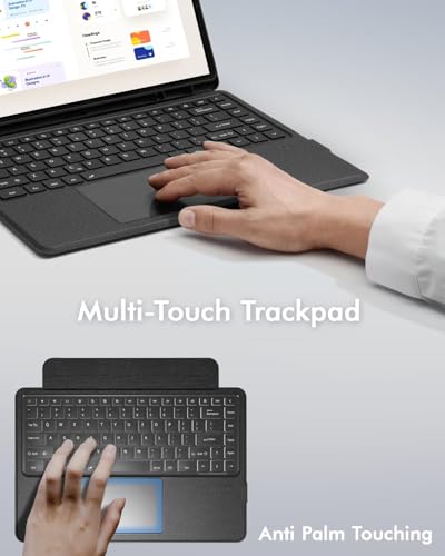Image of MICROWARE Keyboard Case Compatible for Samsung Galaxy Tab S10 Ultra 14.6 inch 2024 / S9 Ultra / S8 Ultra, Bluetooth Keypad with Any-Angle Kickstand & Lighting Key & Trackpad