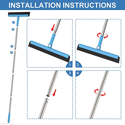 Kolliee Floor Squeegee Adjustable Professional Water Squeegee Foam With 50" Handle For Garage Tile Shower Hair Floor Wiper #TOP3