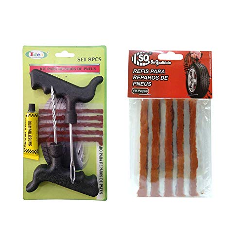 Kit Reparo Conserto Pneu Sem Câmara Carro Moto - 18 peças