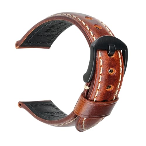 Bracelet de montre en cuir véritable bleu 26mm de qualité supérieure - 2