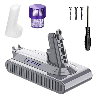 Upgraded 10000mAh 25.2V V10/SV12 Battery Replacement for Dyson V10 Battery pack 7 cell 242151 Compatible with Dyson V10 Animal/Absolute/Motorhead/Cyclone Series Cordless Vacuum Cleaner, Filters