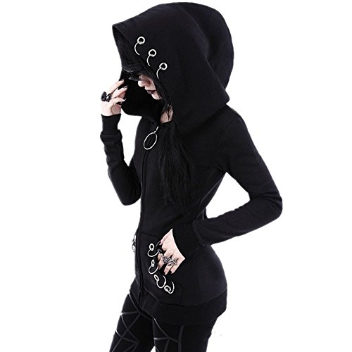 Women Gothic Zip Up Oversized Moon Hoodie Sweatshirt Long Sleeve Coat Punk Jacket with Pockets2