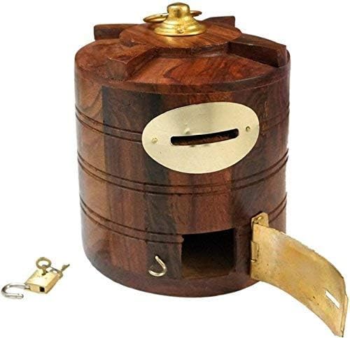Beautifull Wooden Handcrafted Water Tank Shaped Money Bank - Coin Saving Box - Piggy Bank - Gifts for Kids, Girls, Boys & Adults by Indian Collectible