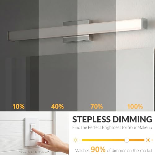 URSOLA 48" Modern LED Bathroom Light Fixtures, Chrome 3CCT Dimmable Bathroom Vanity Light Over Mirror, Bathroom Vanity Bath Bar Lights with Double Layer Acrylic Shade by URSOLA - Used condition - Image 6