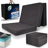 Beautissu Premium Colchón Plegable 100x200 cm Antracita Incl. Funda - colchón para Invitados Extra Grueso 14 cm Espuma viscoelástica, firmeza H3 - Gran Comodidad para Dormir, Lavable - Model XL