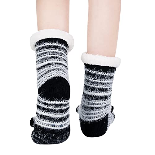 Image of Chassic Sherpa Lined Slipper Socks for Women, Non-Slip Cozy Winter House Socks, Soft Fuzzy Socks, Christmas Gifts for Women & Ladies Stocking Stuffers
