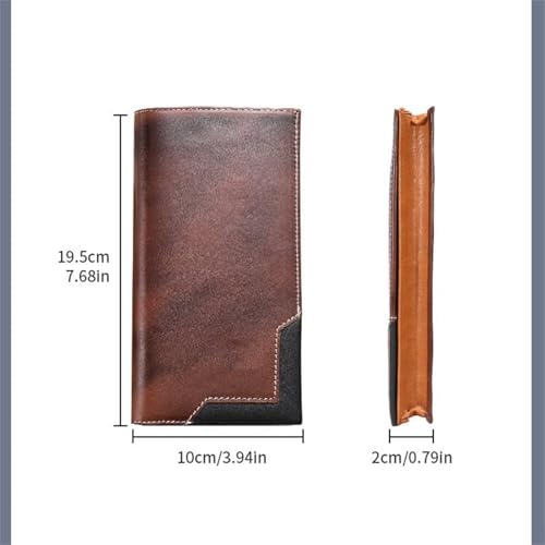 Upliftjoys Cowhide Vintage Wallet,Mens Leather Bifold Long Card Wallets for Father Mens Big Checkbook Handcrafted Wallets (Red)2