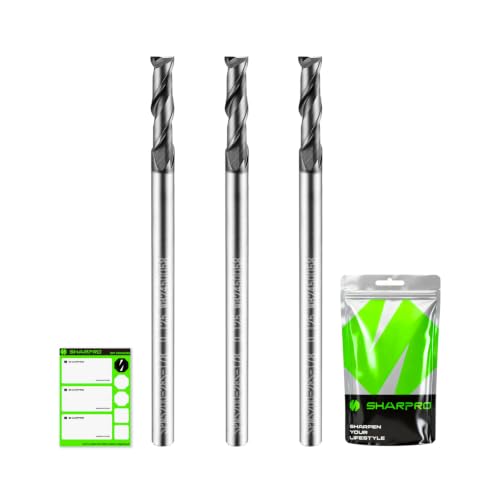 Image of 1 /8 End Mills 1 /8 Inch Shank, 2 Flute Carbide Square Endmill with AlCrN Coated, Upcut Spiral CNC Router Bits for Alloy Steel, Metal and Stainless Steel(3 pcs)
