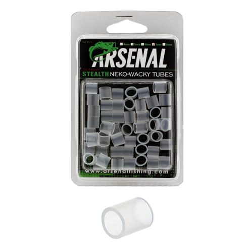 Arsenal Stealth Silicone Tube Shields - 50-Pack (Transparent, 8mm) Premium Silicone O-Rings for Wacky Rigs & Neko Rigs, Fishing Lure Accessories, Perfect for Wacky Worm, Neko Rig Hooks & Senko Kits