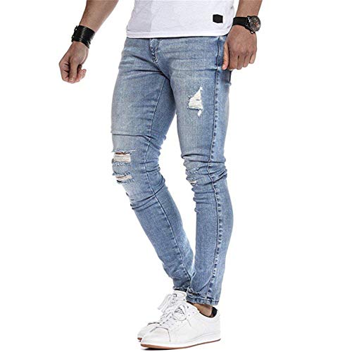 Andongnywell Mens Skinny Ripped Stretch Jeans Slim Fit Destroyed Trousers Distressed Stretchy Denim Pants2