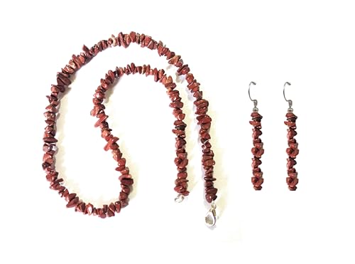 Juego de joyas de jaspe rojo en plata de ley con acabados artesanales exclusivos