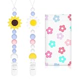 Bingtoo Paquete de 2 Clips para Chupetes de Silicona, Pacifier Clip