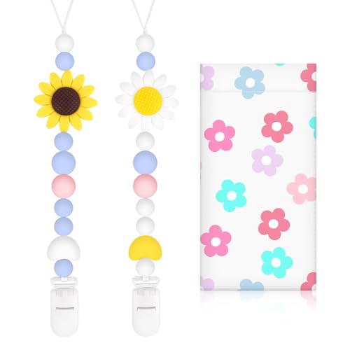 Bingtoo 2-pack speenkoord voor baby's, siliconen speenkoord, speenkoord voor jongens en meisjes, Cadeaus voor baby's