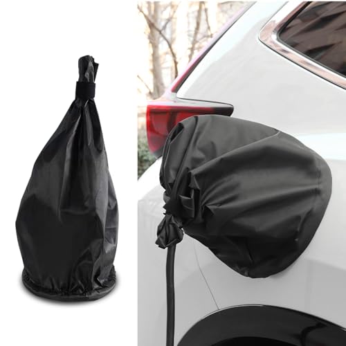 Diamall 1 PC EV Charger Plug Port Cover, Outdoor Rain Sun UV Snow Dust All-Weather Protection, Ma-gnetic EV Charger Port Cover, Car Charging Accessories for Most Electric Vehicles (Black)