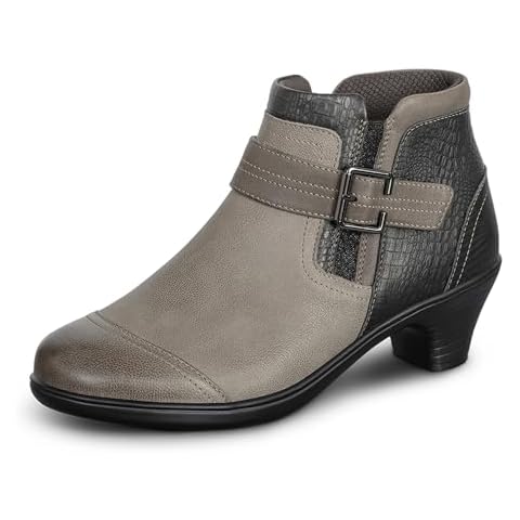 Orthofeet Women's Orthopedic Black Snake Leather Emma Ankle Boots, Size 8.5 Wide Cover